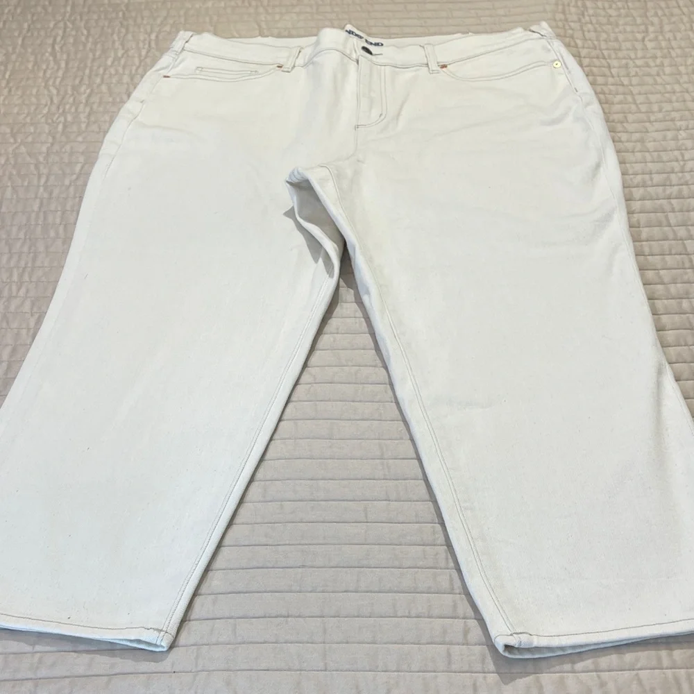 Lands' End Cream/OFF WHITE Denim Jeans WOMENS SIZE 22W CROPPED/ANKLE